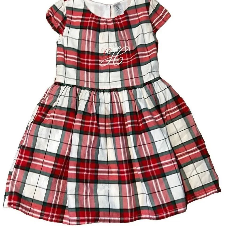 Carters plaid dress H monogrammed size 5t